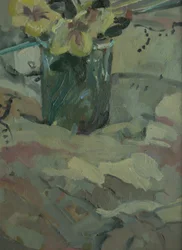 Žluté květy v zeleném květináči, 2009